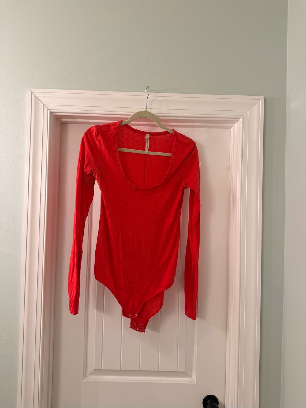 Free People pinkish/Redish Scoop-Neck Long-Sleeve Bodysuit